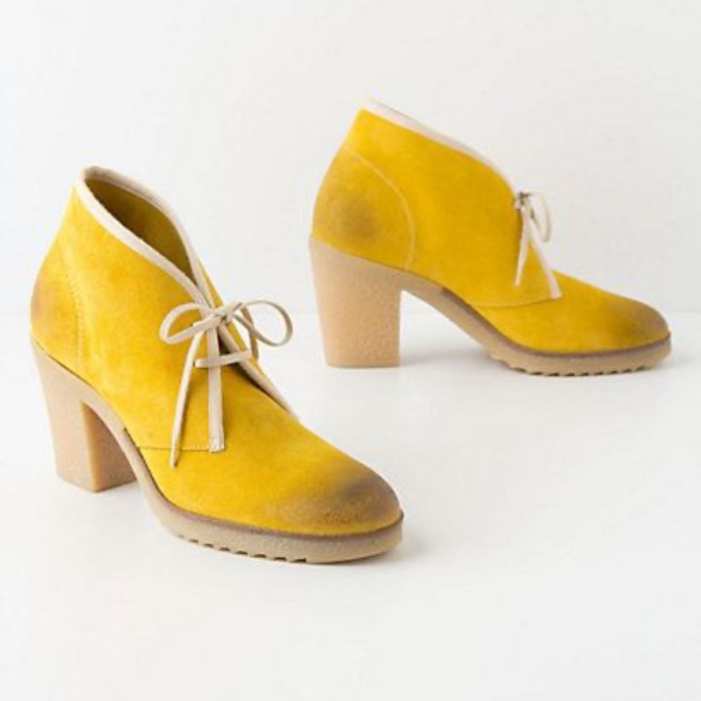 Anthropologie Jasper & Jeera Yuma Yellow Suede Booties